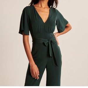 Abercrombie V Neck Overalls in Bottle Green XXS